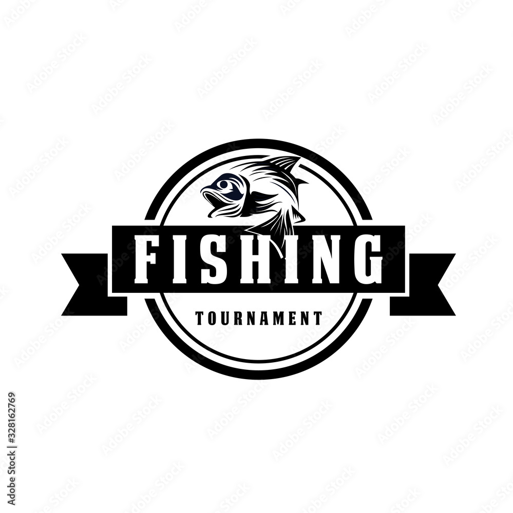 Fishing Logo Badge Illustration, Ideal For Fishing Club, Tournament, Restaurant, Fashion Apparel Patch, Sticker, Sign, Event, And Many Other Fishing Related Activities, Fishing Vintage Fishing Logo Badge Illustration, Ideal For Fishing Club, Tournament, Restaurant, Fashion Apparel Patch, Sticker, Sign, Event, And Many Other Fishing Related Activities, Fishing Vintage
