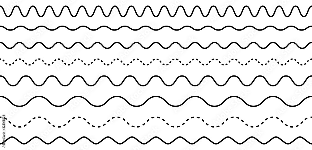 Wave line set. Zigzag. Vector - obrazy, fototapety, plakaty 