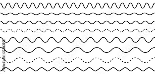 Wave line set. Zigzag. Vector photo