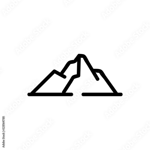 mountain range icon vector. Thin line sign. Isolated contour symbol illustration