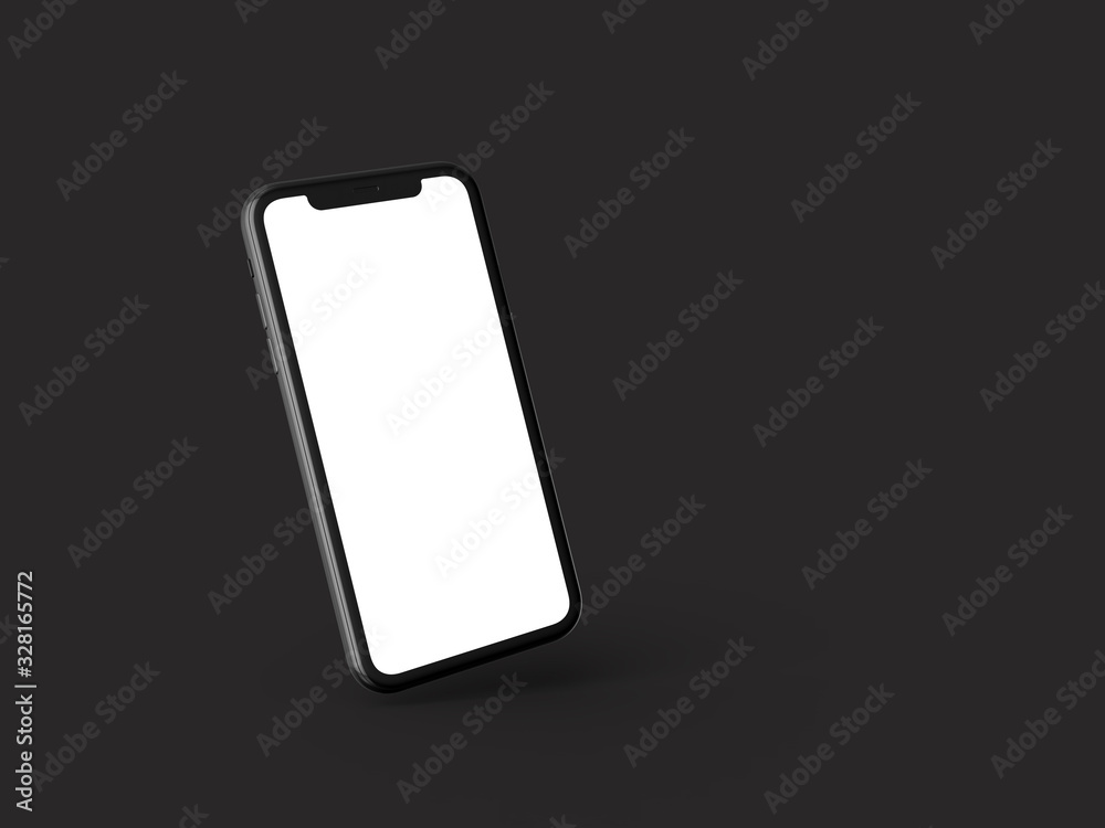Smartphone in perspective - mockup front side with white screen Smartphone in perspective - mockup front side with white screen