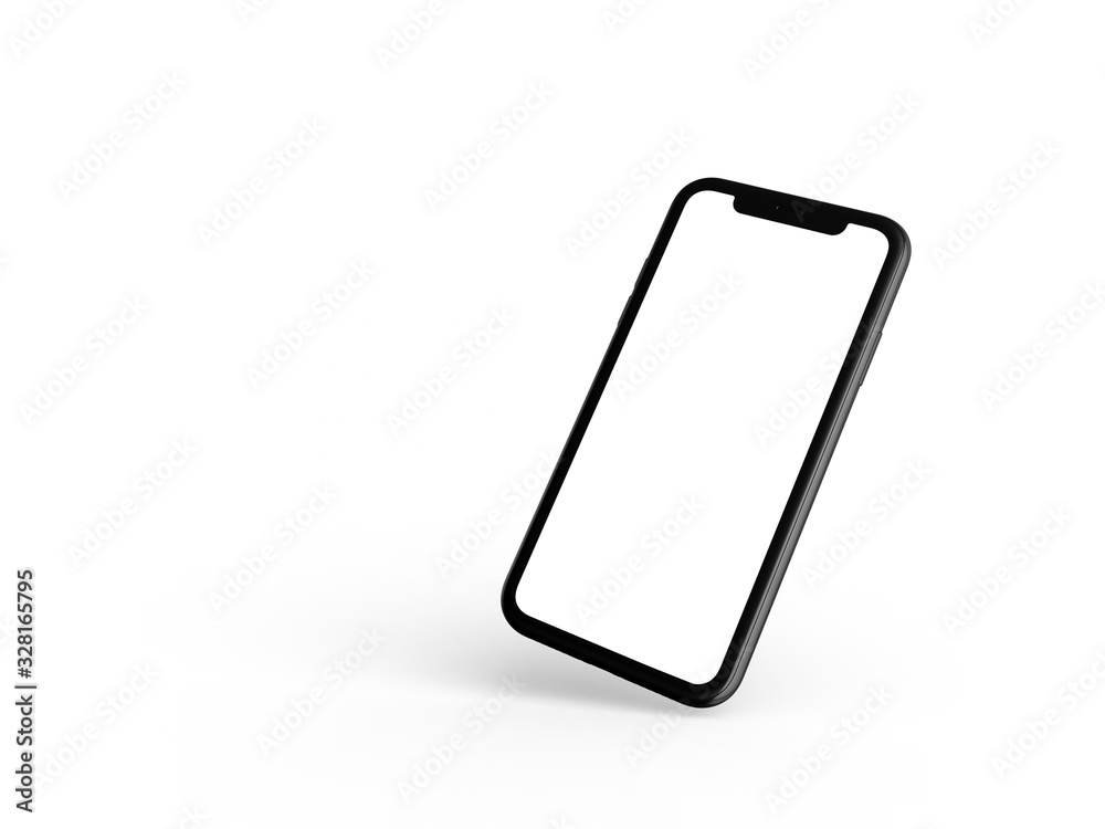 Smartphone in perspective - mockup front side with white screen Smartphone in perspective - mockup front side with white screen