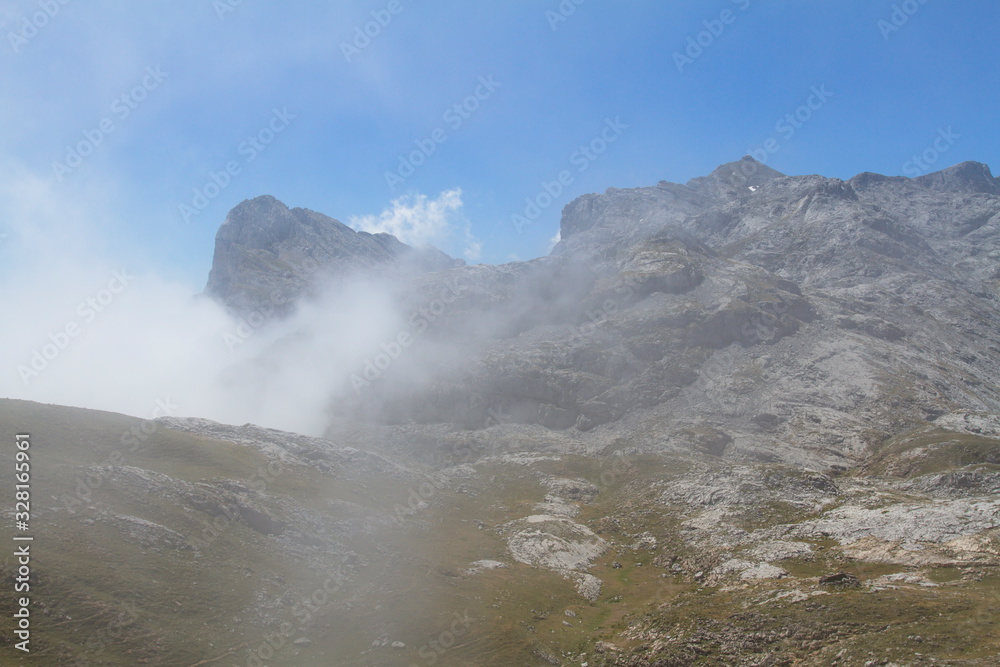 Picos de Europa, Spain; Aug. 04, 2015. The Picos de Europa National Park is located in the Cantabrian Mountains, between the provinces of Asturias, León and Cantabria.