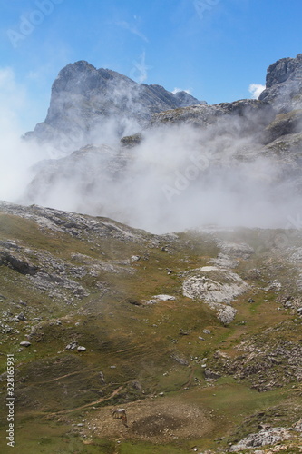 Picos de Europa  Spain  Aug. 04  2015. The Picos de Europa National Park is located in the Cantabrian Mountains  between the provinces of Asturias  Le  n and Cantabria.