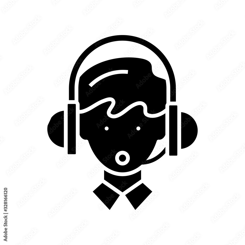 Online assistant black icon, concept illustration, vector flat symbol, glyph sign. Online assistant black icon, concept illustration, vector flat symbol, glyph sign.
