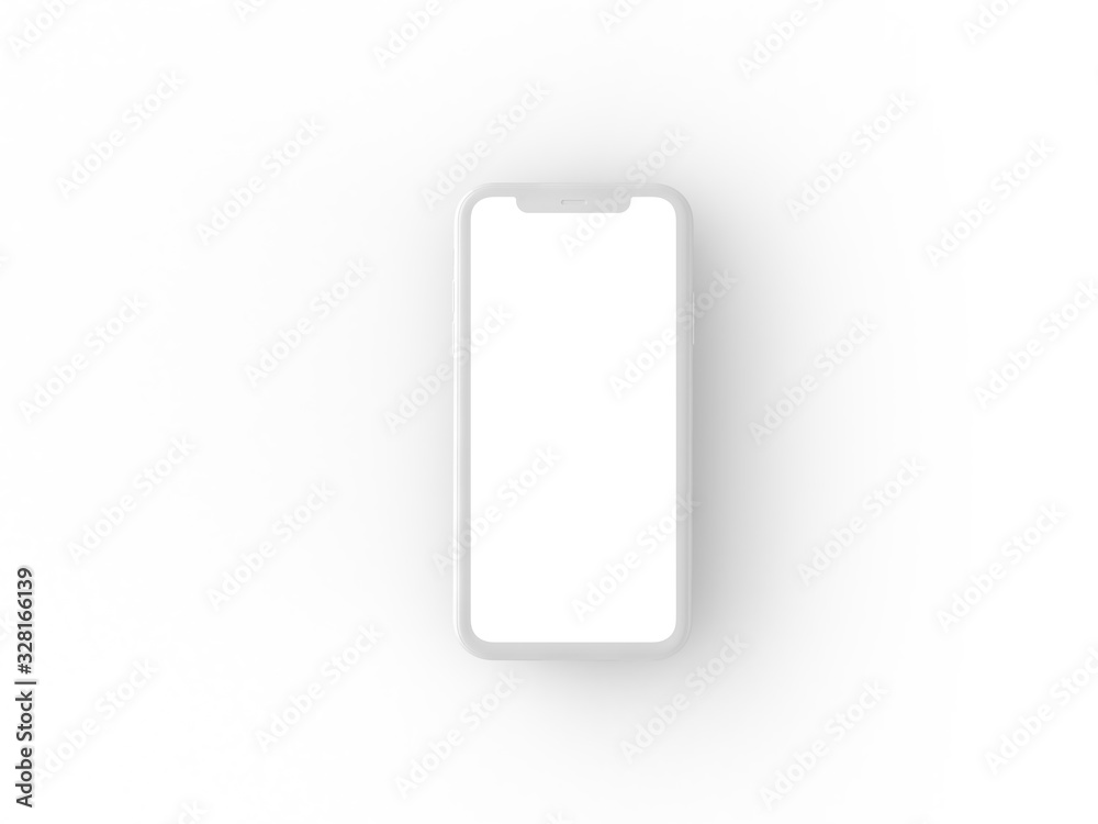 Smartphone in perspective - mockup front side with white screen Smartphone in perspective - mockup front side with white screen