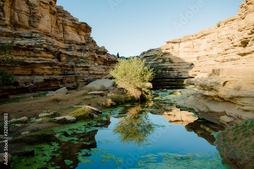 Image of a dried river-bank with a great landscape of the amazing scenery of sedimentary rock. 