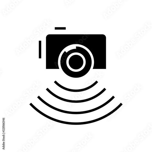 Photo report black icon, concept illustration, vector flat symbol, glyph sign.