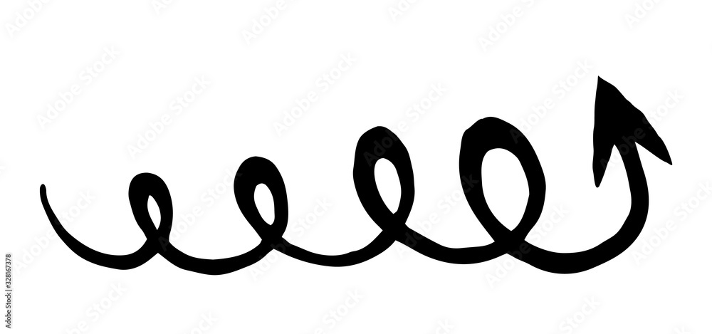 Fototapeta premium Ink arrow symbol hand painted with brush