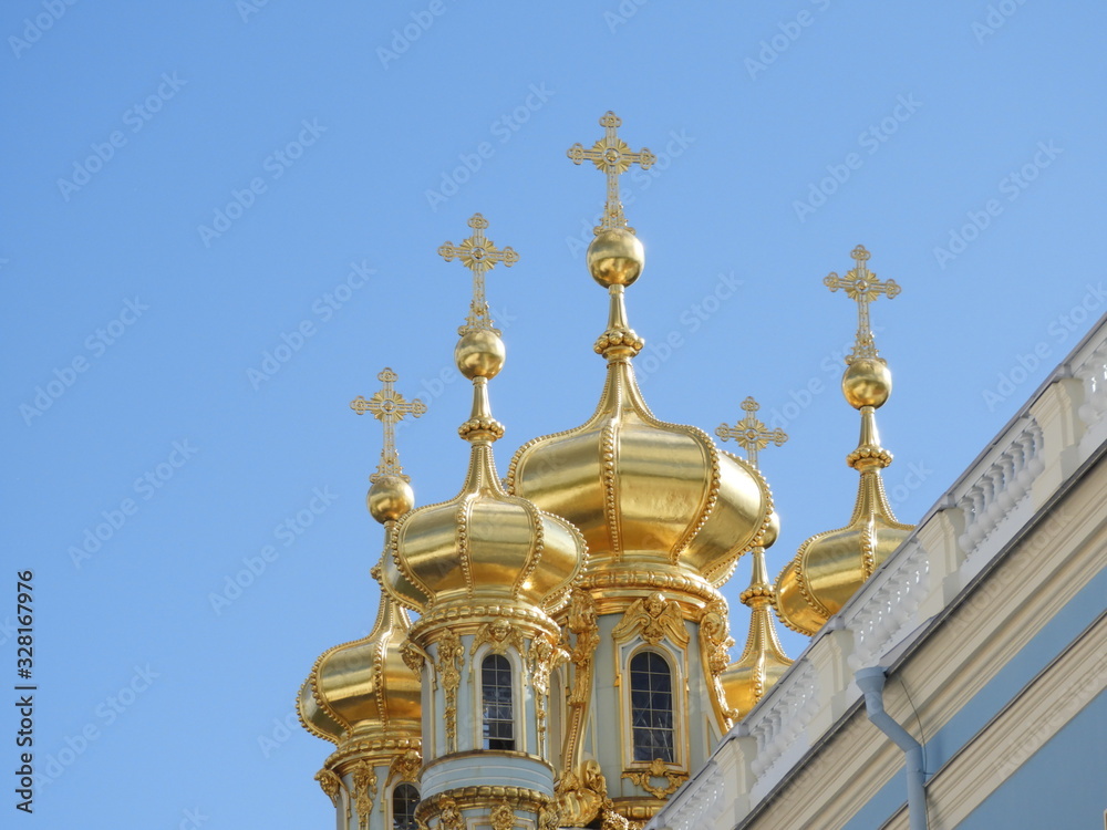 domes of catherine palace, pushkin, russia