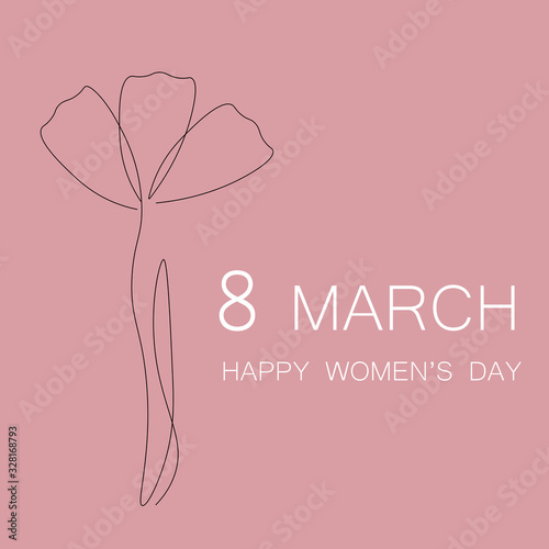 8 march card with flower design. Womens day card vector illustration