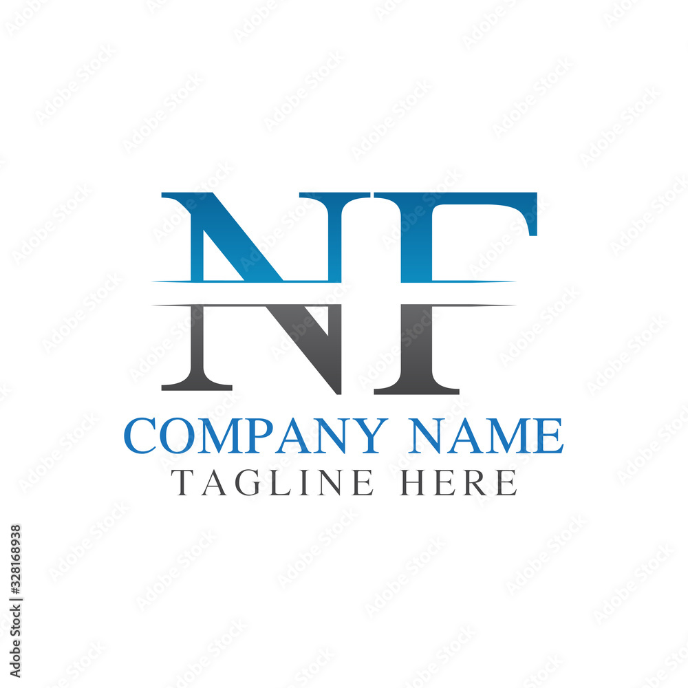 Initial Monogram Letter NF Logo Design Vector Template. NF Letter Logo Design