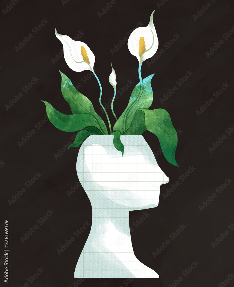 Peace lily in a profile vase Stock Illustration | Adobe Stock