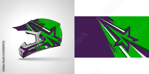 Racing helmet wrap decal and vinyl sticker design illustration.