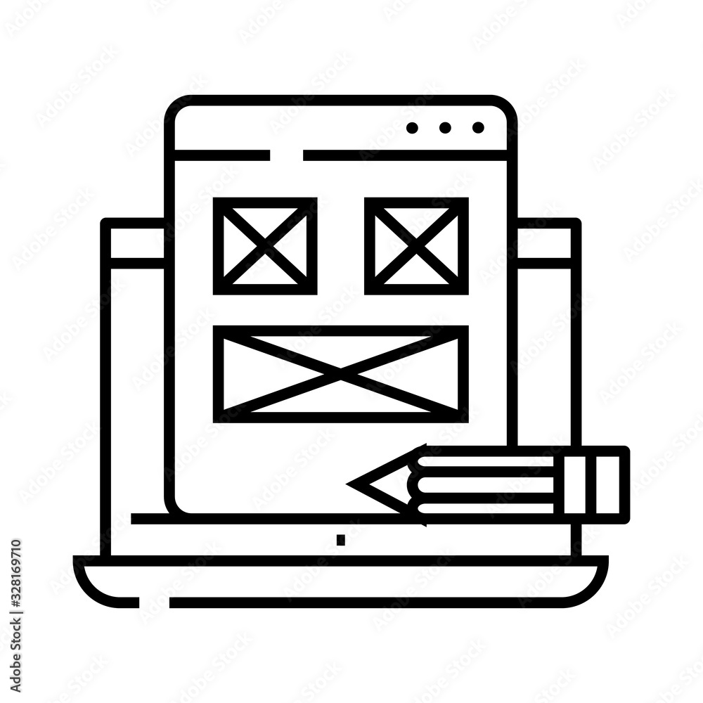Web design scheme line icon, concept sign, outline vector illustration, linear symbol. Web design scheme line icon, concept sign, outline vector illustration, linear symbol.
