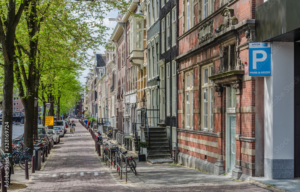 Obraz premium Beautiful pavements in Amsterdam full of trees Netherlands