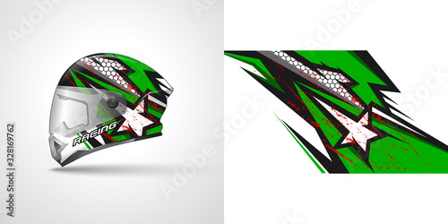 Racing helmet wrap decal and vinyl sticker design illustration.