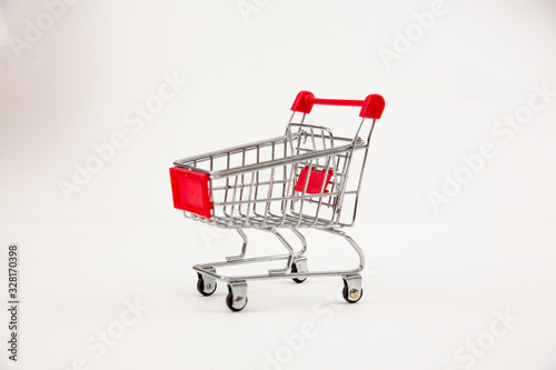 Shopping cart on a white background