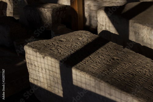 Photos ancient crypt in the twilight