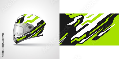 Racing helmet wrap decal and vinyl sticker design illustration.