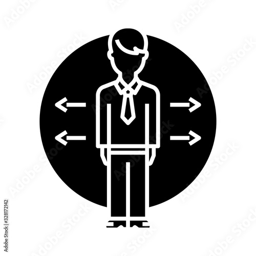 Multitasking work black icon, concept illustration, vector flat symbol, glyph sign.