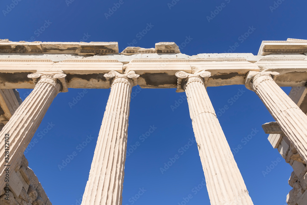 View of Acropolis. Famous place in Athens - capital of Greece. Ancient monuments.