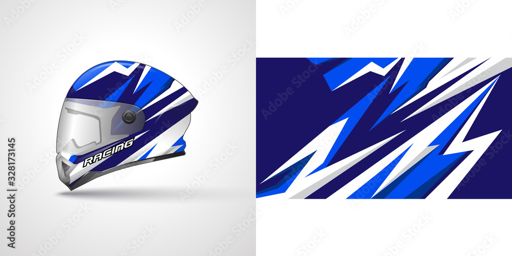 Racing helmet wrap decal and vinyl sticker design illustration. Stock