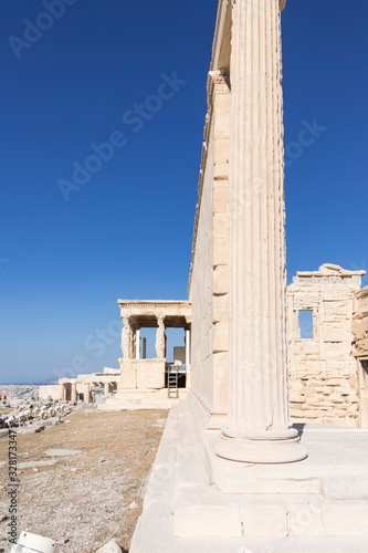 View of Acropolis. Famous place in Athens - capital of Greece. Ancient monuments.