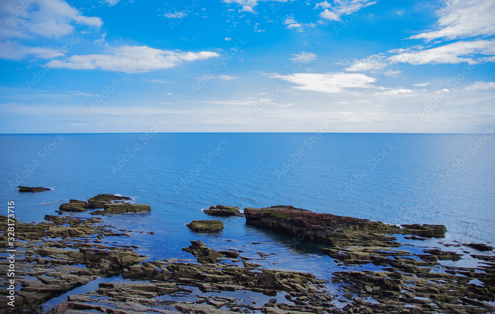 the North Sea of Scotland is showing its rocks on flow time the North Sea of Scotland is showing its rocks on flow time