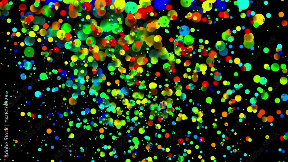 Circles decrease and increase in waves. 4k looped seamless abstract background. Gradient rainbow color on particles like paint bubbles or dye droplets in water in flat style. Luma matte 1 Circles decrease and increase in waves. 4k looped seamless abstract background. Gradient rainbow color on particles like paint bubbles or dye droplets in water in flat style. Luma matte 1