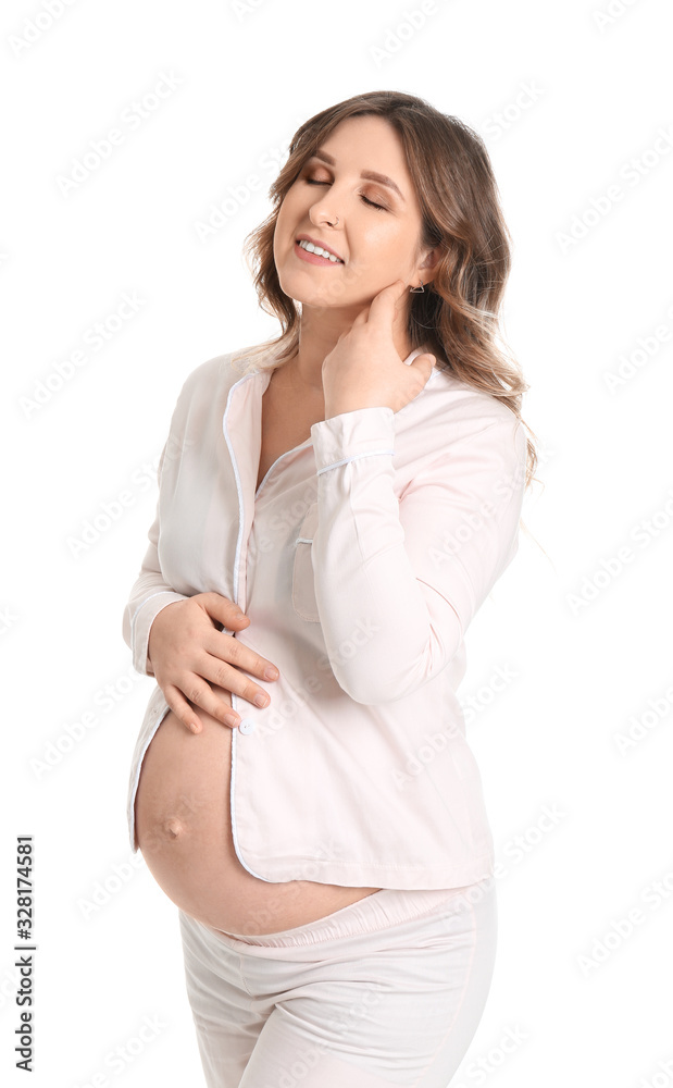 Beautiful pregnant woman on white background Beautiful pregnant woman on white background