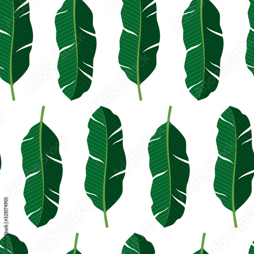 Seamless pattern with tropical leaves. Vector illustration.