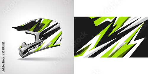 Racing helmet wrap decal and vinyl sticker design illustration.