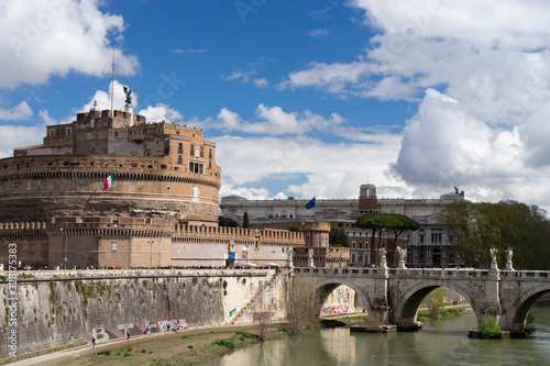 Castel Sant'Angelo. Old fortress in Rome with bridge and river