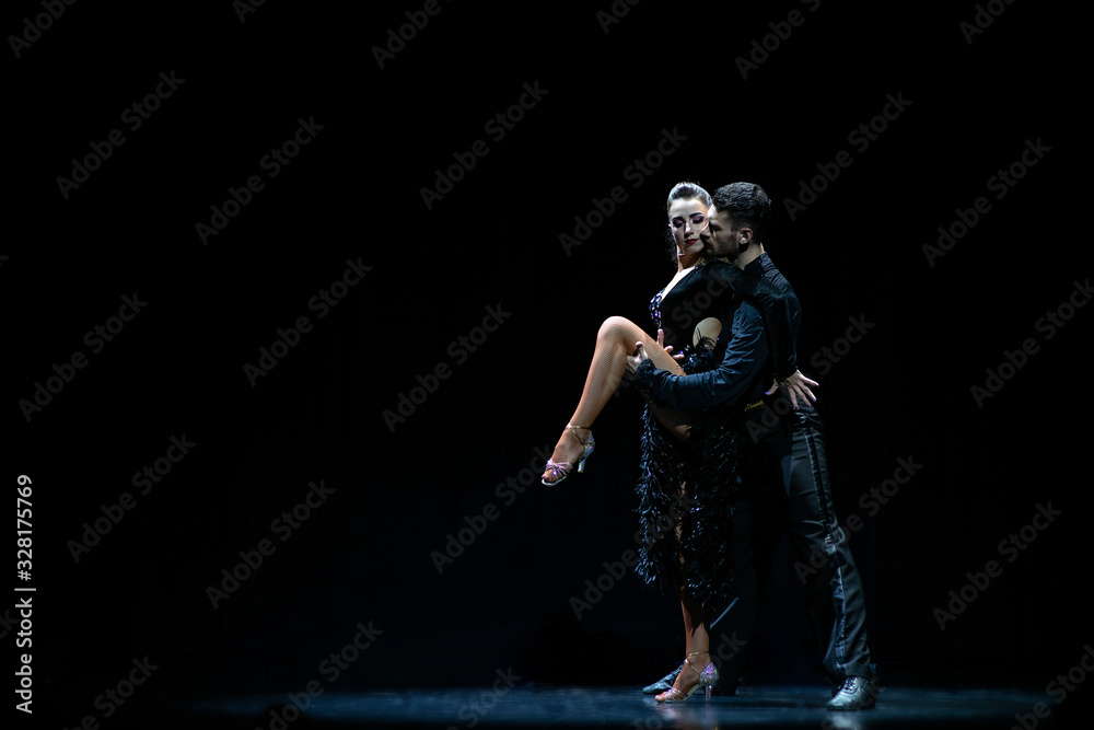 ballroom couple dancing isolated on black background