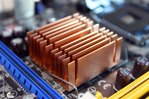 microcircuit computer radiator macro shot