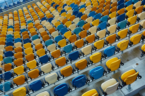 blue chair on sport stadium