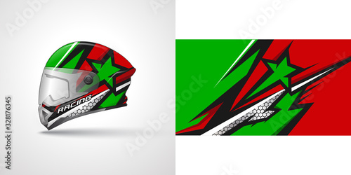 Racing helmet wrap decal and vinyl sticker design illustration.