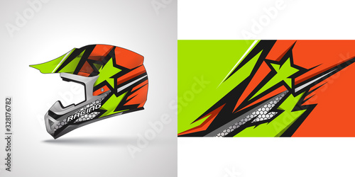 Racing helmet wrap decal and vinyl sticker design illustration.
