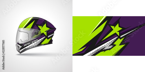 Racing helmet wrap decal and vinyl sticker design illustration.