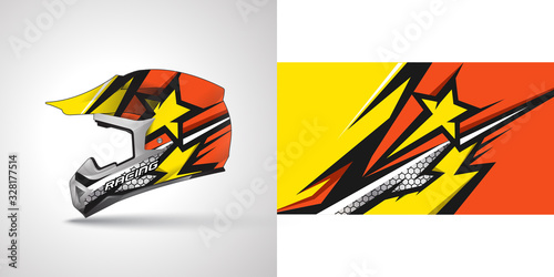 Racing helmet wrap decal and vinyl sticker design illustration.