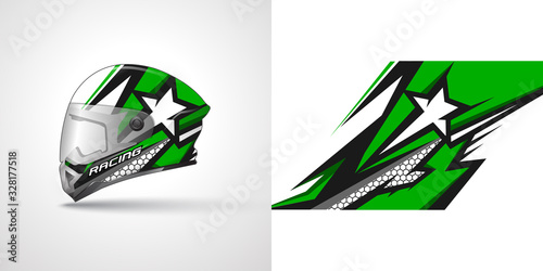 Racing helmet wrap decal and vinyl sticker design illustration.