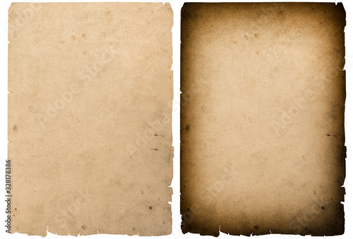 Valokuva Used paper torn edges vignette isolated white background