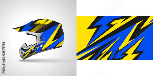 Racing helmet wrap decal and vinyl sticker design illustration.