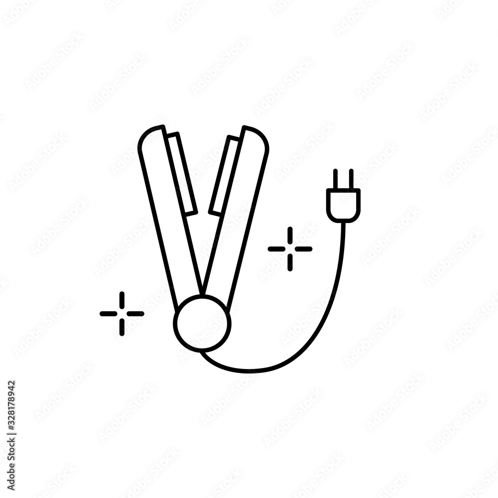 Hair iron icon. Simple line, outline vector elements of beauty salon things for ui and ux, website or mobile application Hair iron icon. Simple line, outline vector elements of beauty salon things for ui and ux, website or mobile application