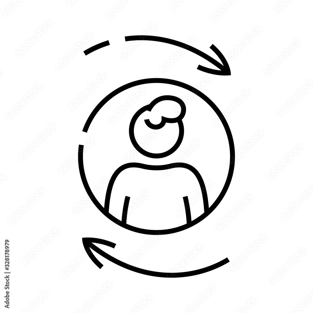 Work cycle line icon, concept sign, outline vector illustration, linear symbol. Work cycle line icon, concept sign, outline vector illustration, linear symbol.