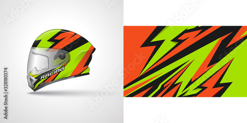 Racing helmet wrap decal and vinyl sticker design illustration.