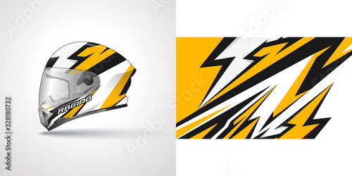 Racing helmet wrap decal and vinyl sticker design illustration.