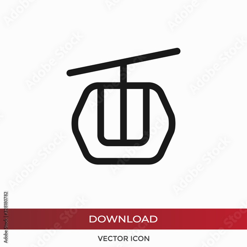 Funicular, Cable car vector icon in modern design style for web site and mobile app