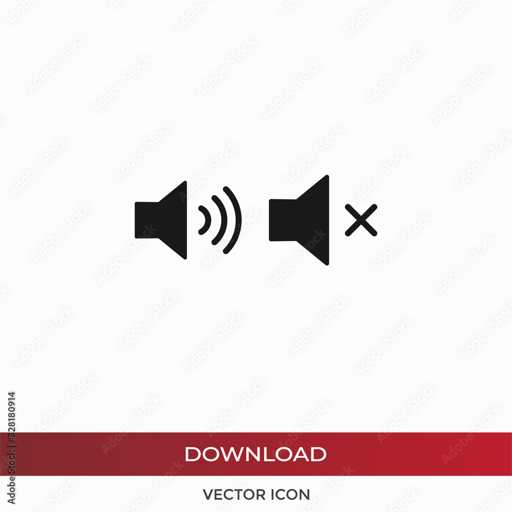 Sound vector icon, volume and mute symbols in modern design style for web site and mobile app Sound vector icon, volume and mute symbols in modern design style for web site and mobile app